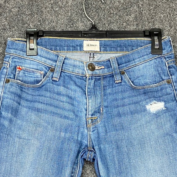 Hudson Krista‎ Super Skinny Low Rise Crop Distressed Jeans Size 26 Light Wash - Picture 1 of 14
